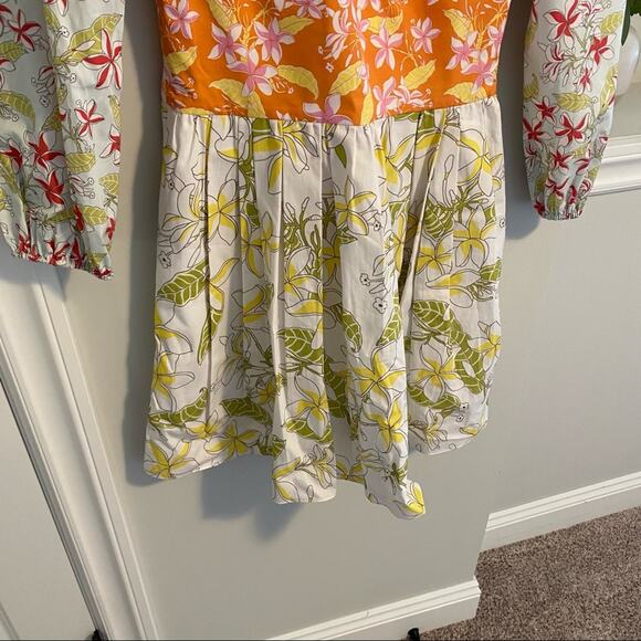 Coco Shop Floral Cotton Poplin Long Sleeve Mini Dress Small - Picture 13 of 14